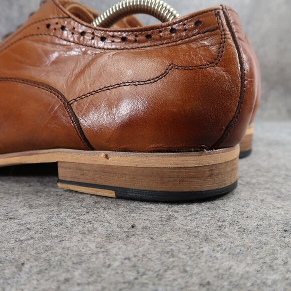 W Collection Shoes Mens 7.5 Oxford Dress Leather Classic Formal Wingtip Brown - Picture 6 of 16